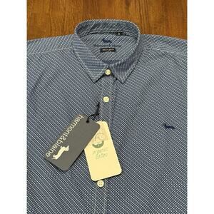 NWT HARMONT & BLAINE Organic Cotton Shirt Blue W/ White Diamond Sz Medium